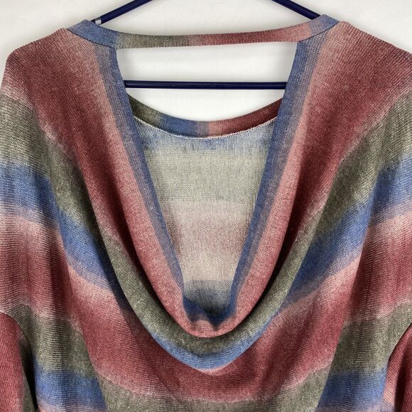 Women’s Striped Long Sleeve Sweater Low Back Detail Size M - Picture 7 of 11